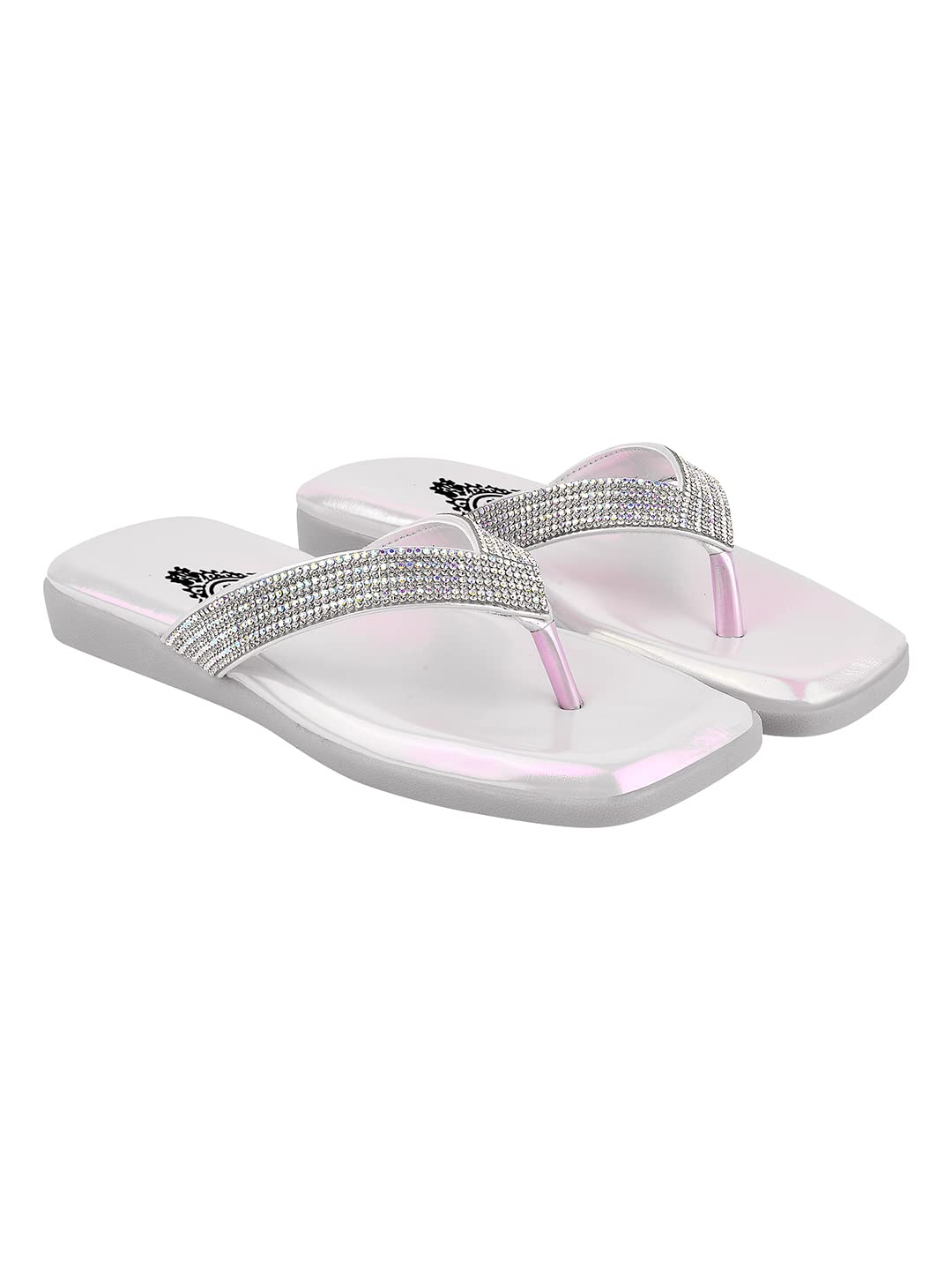 Do Bhai Rhinestone Décor Stylish Silver Flats For Women & Girls/UK8 (B0CHMSCK4P) Amazon Price History, Amazon Price Tracker