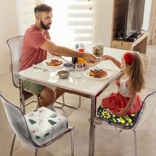 Image of Toddler Booster Seat for Dining Table, Portable Booster Seat for Kitchen Chair, 4 Inch High-Density Foam Cushion with Adjustable Safety Straps and Non-Slip Bottom, Perfect for Kids Travel and Daily
