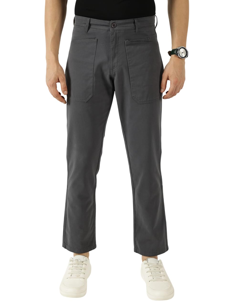 thomas scott Men's | Solid | Light Weight | Breathable Fabric | Mid Rise | Straight Fit | 100% Cotton | Button Waist | Chino Trouser | Pants-picture-30