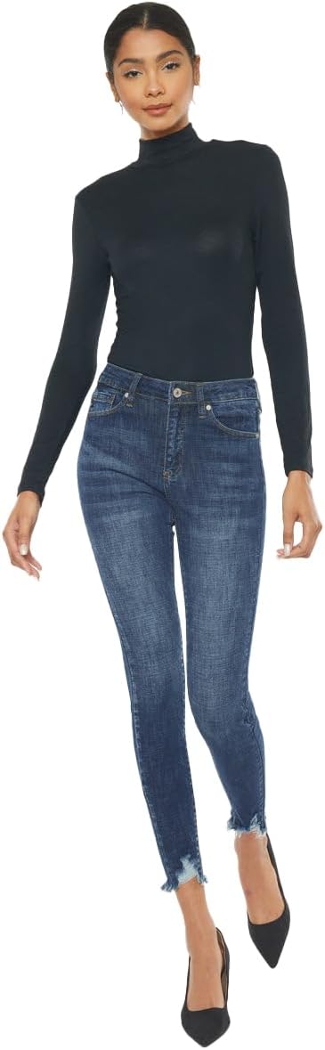 SALT TREE Kan Can Women's Mid Rise Destroyed Skinny Jeans