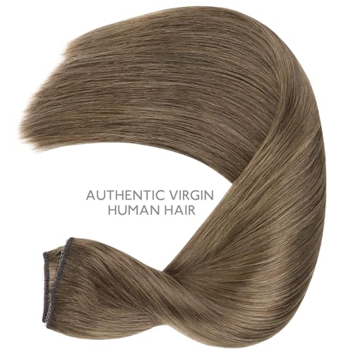 Image of WENNALIFE Wire Hair Extensions Real Human Hair 22 inch 150g Muted Light Brown Brunette Remy Hair Invisible Transparent Wire Straight Reusable Natural Easy to Apply Reusable for Volume