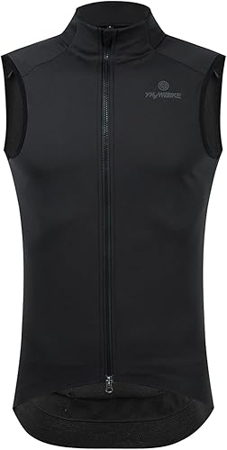 YKYWBIKE Chaleco de ciclismo de invierno resistente al viento, chaleco de forro polar impermeable para bicicleta MTB chaleco sin mangas, Negro