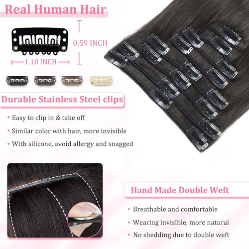 Image of Clip in Hair Extensions Real Human Hair, Human hair Clip ins Extensions