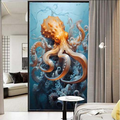 Vinilo Decorativo de Privacidad Octopus Azul Ocean 17.7x23.6 pulg miniatura 4