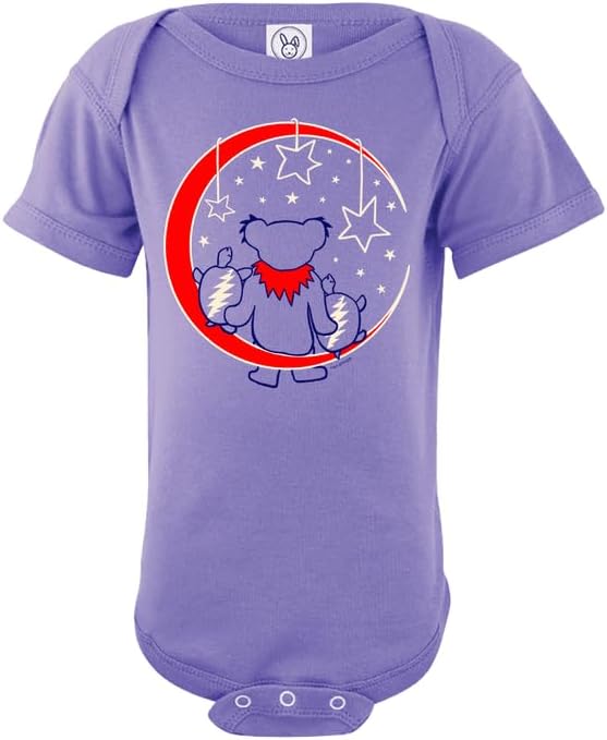 Little Hippie Lavender Baby Short Sleeve Leotard Moon Onesie, Infant Toddler Clothing