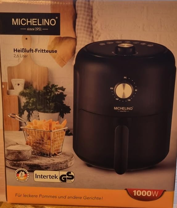 Michelino Heißluftfritteuse 2,6 Liter I Heißluft Fritteuse I Airfryer Air Fryer I 1000 Watt I Bratrost I Zeitschaltuhr I Frittieren ohne Fett – Bild 6