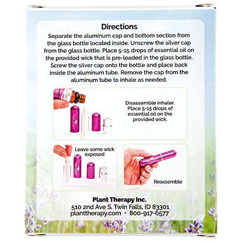 Plant Therapy Essential Oils Aromatherapy Nasal Inhaler Multi-Color Stick Tubes, 3 Pack Personal, Portable, Aluminum And Glass Nasal Inhalers With Cotton Wicks #TOP3