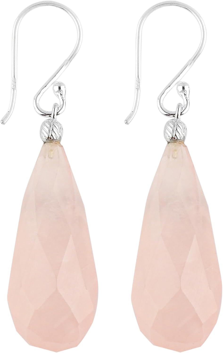 925 Sterling Silver Earrings, Natural Rose Quartz Gemstone Dangle Earrings, Crystals Stones, Handmade Dainty Jewelry, Promise Bridal Women Christmas Gift