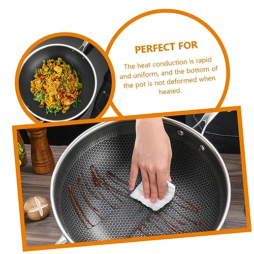 Wok de acero inoxidable estilo chino con asas de panal miniatura 4