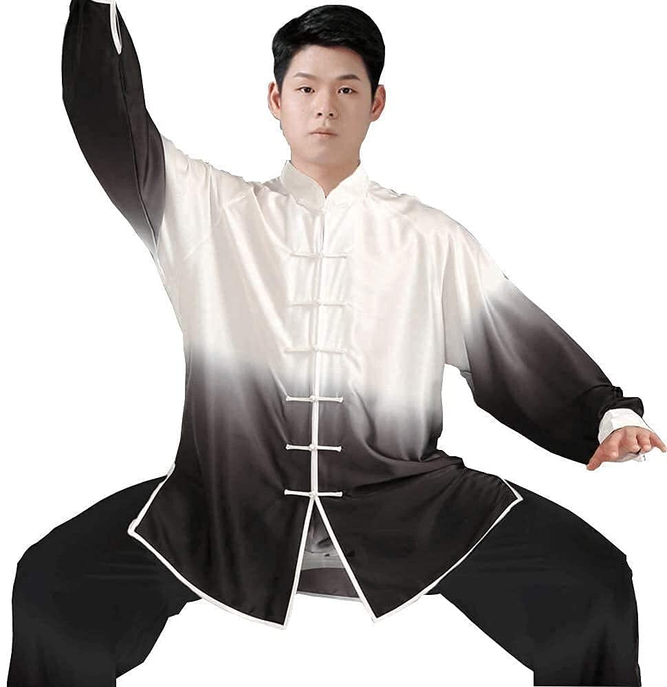 Cztery pory roku Tai Chi Uniform Set, Martial Arts Suit Chiński Tai Chi Suit Tang Suit Men Tradycyjna odzież Hanfu Haftowane bluzki i spodnie, strój do medytacji Zen (czarny