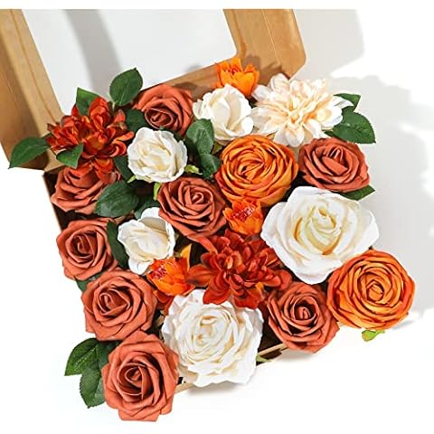 Wedding Decoration Artificial Flowers Combo Fake Foam Rose Flowers with Stems for DIY Wedding Bridal Bridesmaid Bouquet Table Centerpieces Chair Decor Arrangements Party Baby Shower Home Decorations Cover
