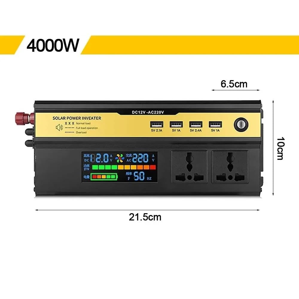 Convertidor De Voltaje De 6000/5000/4000/3000 W con Pantalla Digital LCD, Inversor Solar De Onda Sinusoidal Modificada De 12 V CC A 220 V Transformador Inversor Onda Pura(DC 24V,AC 220V_4000W)