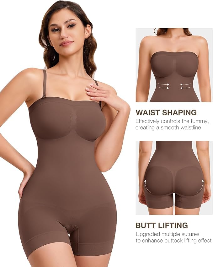 Image of ALYNE Strapless Shapewear Bodysuit for Women | Tummy Control Full Body Shapers | Seamless Snatched Bodysuit for Under Dresses
