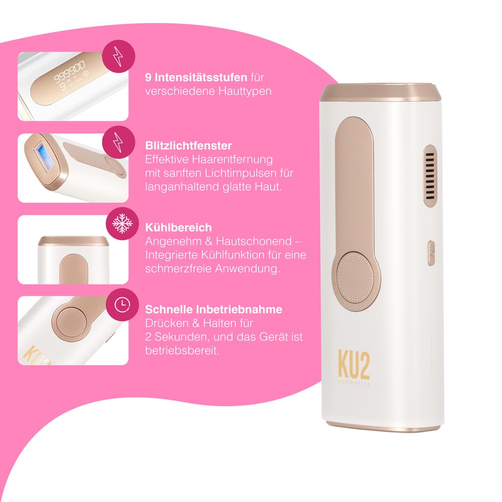 KU2 IPL Supersilk Haarentfernungsgerät für Damen & Herren schmerzfreie Laser Alternative Gesicht Körper dauerhafte Haarreduktion