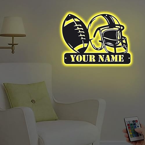 Miniatura 3 de Regalos de fútbol personalizados para hombres, nombre personalizado de fútbol con luz nocturna LED, letrero de pared de luz de neón de fútbol, 16