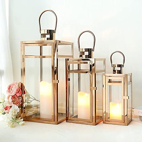 TRIROCKS Set of 3 Stainless Steel Lanterns Cover