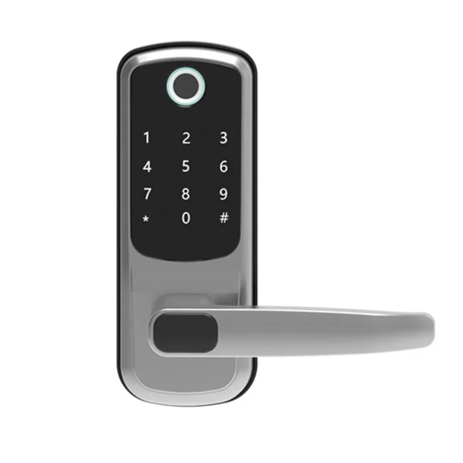 Smart Door Lock, Electronic Smart Door Lock with Biometric Fingerprint/Password/Smart Card/Key Unlock/USB Emergency Charger(Silver)