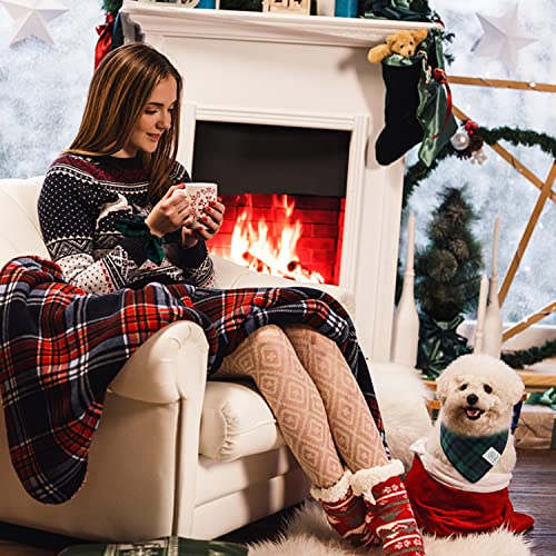 Dog Bandanas & Matching Scrunchie Set Plaid Dog Scarf Kerchief For Small Dog Boy Puppy Bandana Bibs Pet Owner Gifts Blue Green St. Patrick's Day #TOP7