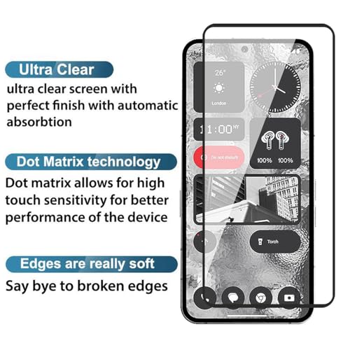 Image of POPIO Military-Grade Gorilla Tempered Glass for Nothing Phone 2 (Black) 9H Hardness, Edge-to-Edge Full Coverage, Anti-Scratch, Bubble-Free, Ultra Clear HD Glass, Oleophobic Coating, Face ID Compatible