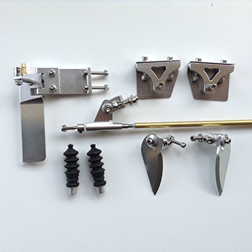 PerfectPlaza 75mm Rudder Strut 1/8" Cable Set Turn Fin Trim Tab for Electric