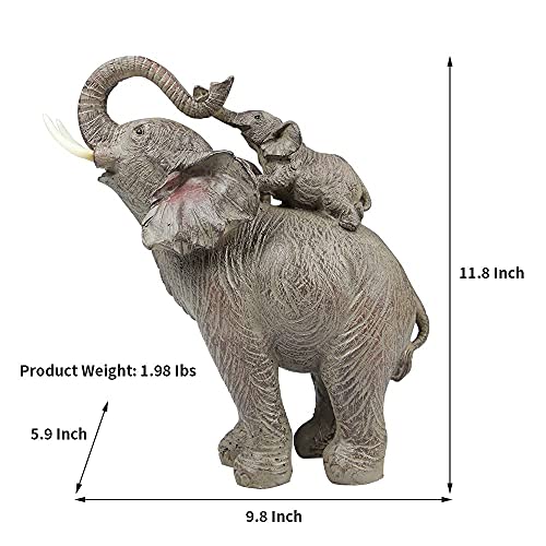 Fumisee Elephant Statue Home Decor, Elephant Gifts For Women, Elephant And Baby Statue Elephant Figurines Decorations For Living Room, Office, Shelf, Bookshelf, Table, Good Gifts For Mom, Mother #TOP5