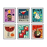 Teetac Abstract Wine Drinks Wall Art Canvas Prints Cute Cartoon Cocktail Juice Aesthetics Pictures M