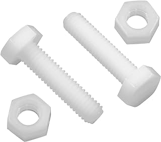 20 Pair M6x25mm White Nylon Hex Bolts Plastic Hex Nuts Full Thread Hex Head Screws and Nuts Set