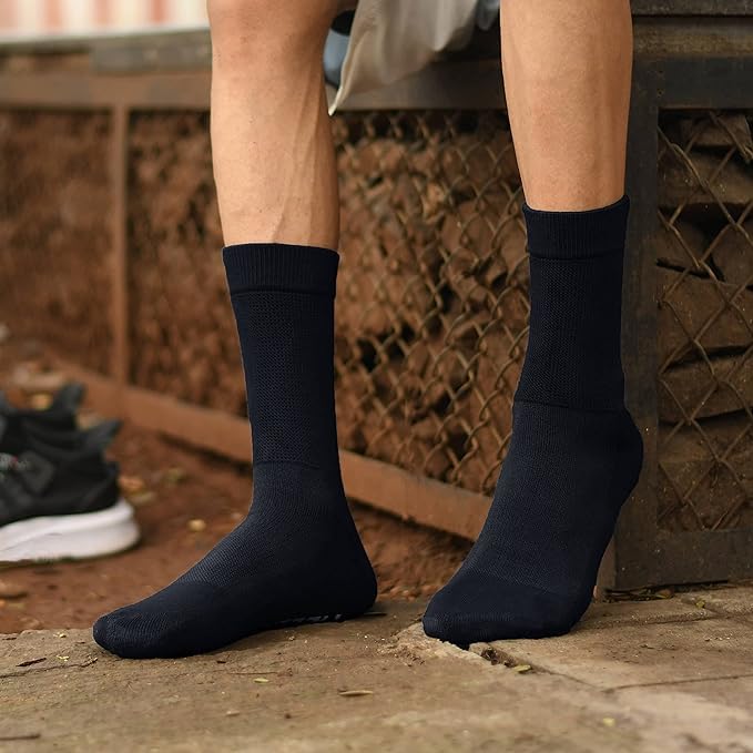 Image of Pure Cotton And Smell Free Men & Women Regular Formal Black Calf length combo Socks Anti-Slip | Sweat Absorbent | School socks | office socks | Sports | Running & Hiking