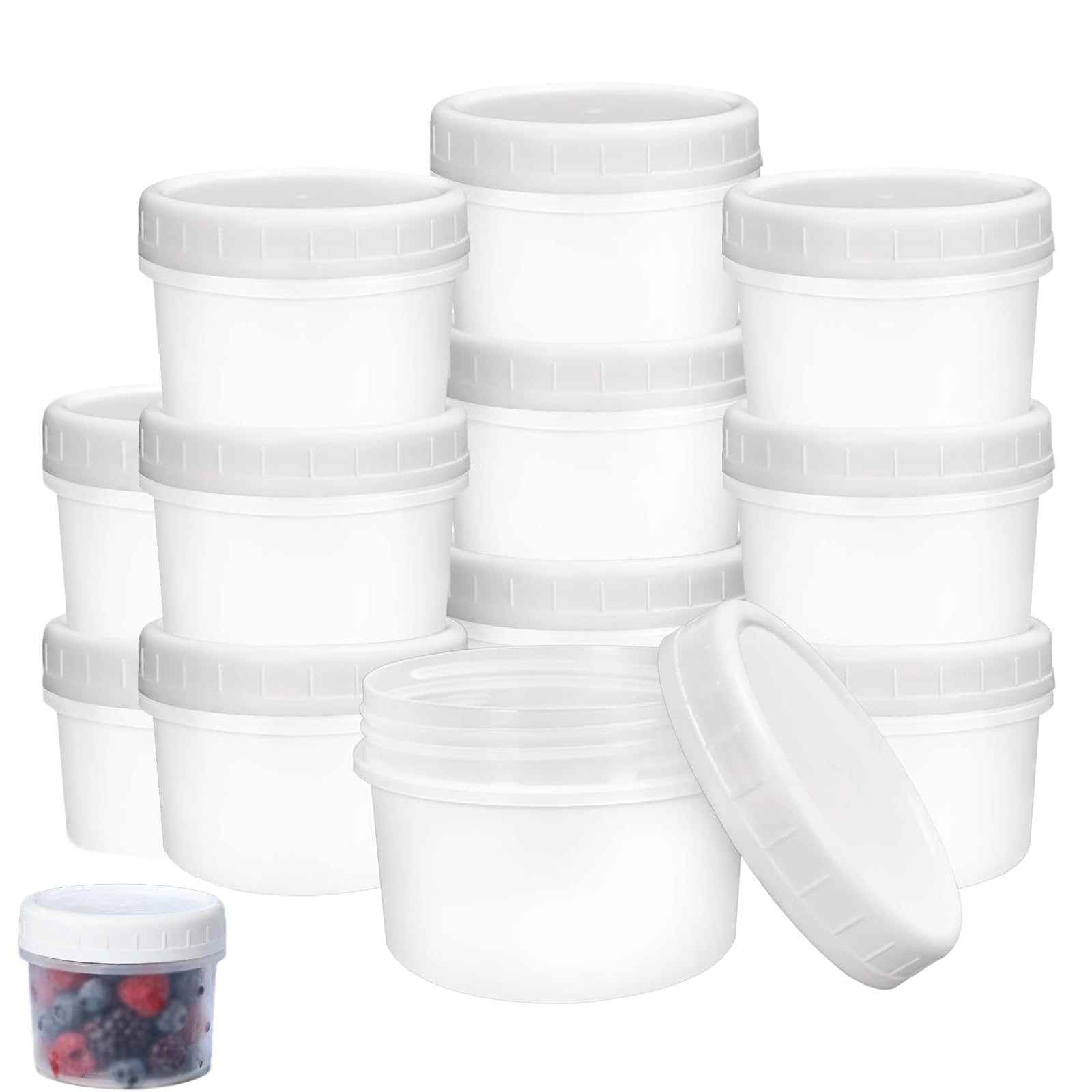 yunfeen 12 PCS Small Food Containers with Lids 120ml, Plastic Small Sauce Snack Pots with Lids Screw Top, for Yogurt Salad Dressing Lunch Box(Transparent 6.5 * 5cm)