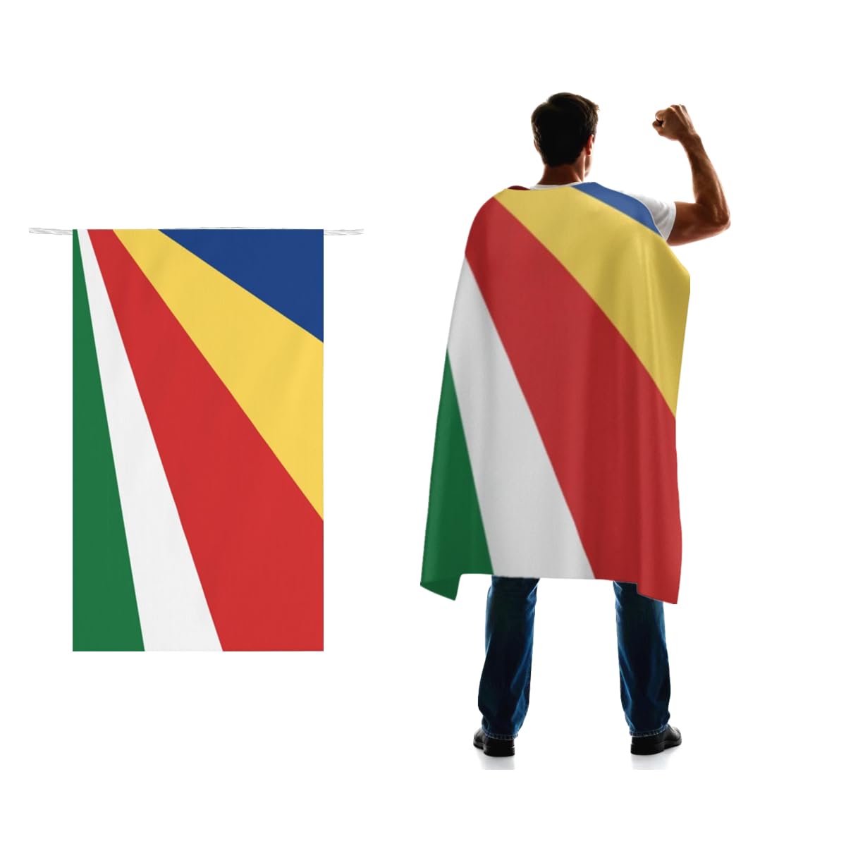 Seychelles Flag Cape 3x5 FT for Independence Day Holiday Costumes Celebrati,150D Premium Polyester,Seychellois Patriotic Flags Costume Cloak.
