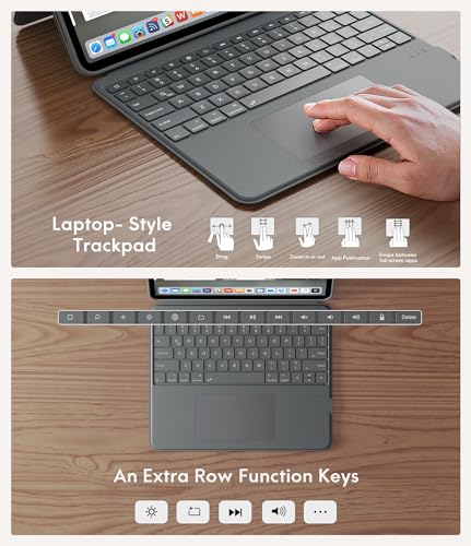 Image of CHESONA Magic Keyboard Case for iPad Pro 13 inch (M5 2025 /M4 2024) | Magnetic Detachable Case, 7-Color Backlit Keyboard, Smart Trackpad, 15-180 Adjustable Stand, Grey