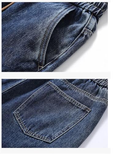 Men's Cotton Drawstring Casual Jeans Blue Elastic Waist Street Wide Leg Jeans4