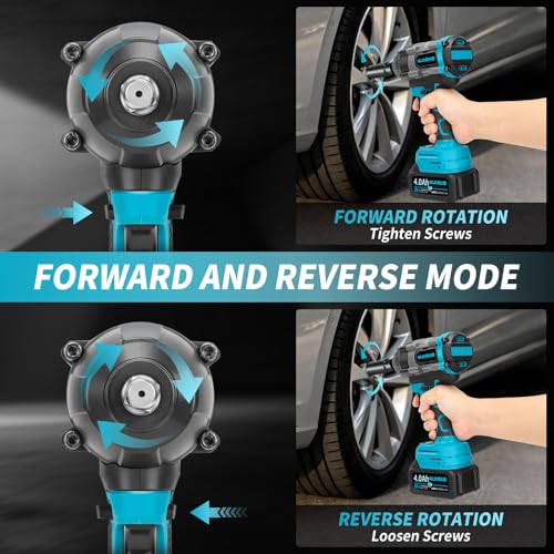 Qudodo 1500N.m Cordless Impact Wrench,1/2 Inch 3 Speed Premium High Torque Impact Gun with 2 x 4.0Ah Battery, LED Work Light, Wireless Power Pistola Llave De Impacto with 5 Sockets for Car Truck Mower by Qudodo - Used condition - Image 5
