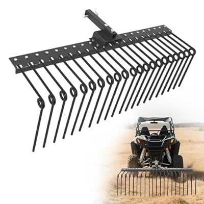 Tow Behind Landscape Rake, 60" Tow Dethatcher with 21 Steel Tines, Lawn Dethatcher Rake Attaches to Category 1, 3 Point Hitch for Tractor, for Leaves, Pine Needles, Straw, and Grass