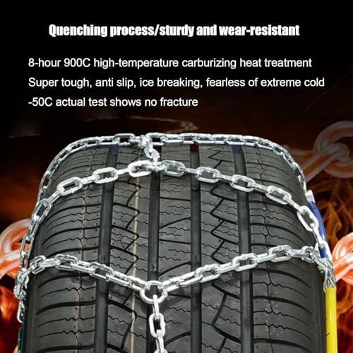 Snow Chains for Cars, SUVs, and Pickups - Heavy-Duty Tire Chains, Set of 2 for 195/55R13 – Ultimate Traction & Safety in Snow and Ice Conditions