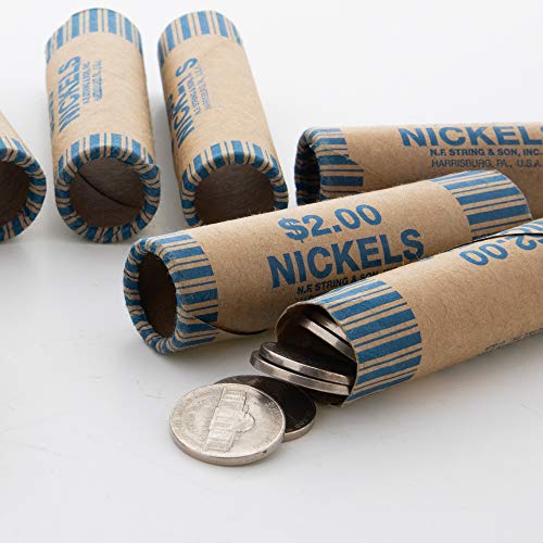 Bazic Coin Wrappers Rolls - Nickel, Made In Usa, Durable Preformed Wrappers Roll Paper Coins Tubes (36/Pack), 2-Packs #TOP1