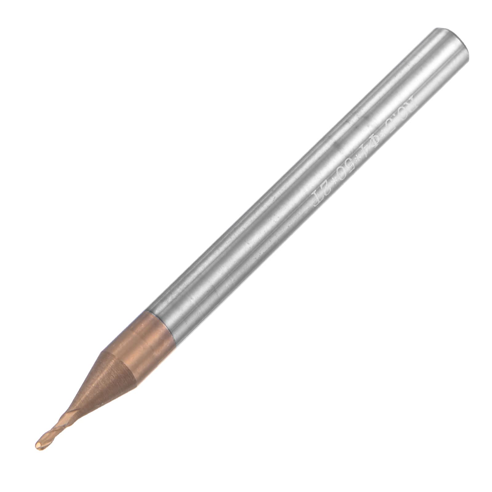 sourcing map Bille Nez Fraise à Queue 0.5mm Pointe Rayon Solide Carbure AlTiSin Revêtu CNC Routeur Bits 2 Cannelure Spirale Fraisage Fraise HRC55 avec 4mm Queue 50mm Longueur