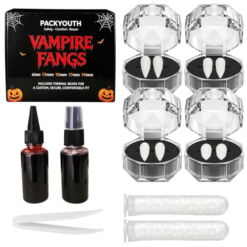 Vampire Teeth Fake Fangs Kit Halloween Cosplay, 4 Pairs Resin Vampire Fangs - image 1