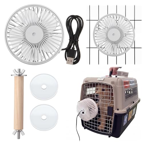 Gerrii Pet Crate Fan for Cooling Dogs and Other Pets - for Rabbit Puppy Chicken Pig Guinea Pig Hamster Bird Quiet Crate Mount Fan Cage Cooling Fans USB