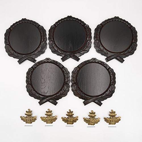 GTK - Juego de 5 placas de cuña talladas oscuras AF 17,5 cm con 5 hojas de roble, portada grande, tabla cuña, tabla de especias, cartel trofeo.