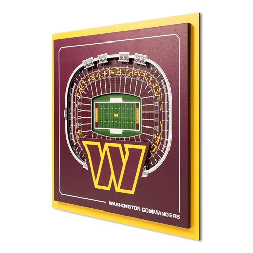 YouTheFan Officially-licensed NFL Washington Commanders Stadium Series 3D Wall Art - multi-layer team stadium replica detailed sports fan gift indoor decor