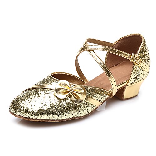 AOQUNFS Toddler Girls Latin Dance Shoes Low Heel Kids Salsa Ballroom Tango Dance Shoes,607
