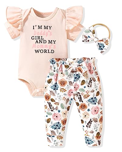 Image of fioukiay Preemie Newborn Baby Girls Clothes Infant Little Kids Romper Bodysuit Pants Headband Clothing Set Summer Outfits