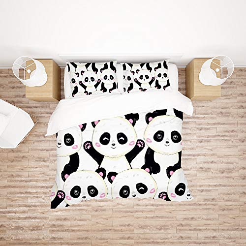 Housse de couette panda infroissable en tissu polyester King size