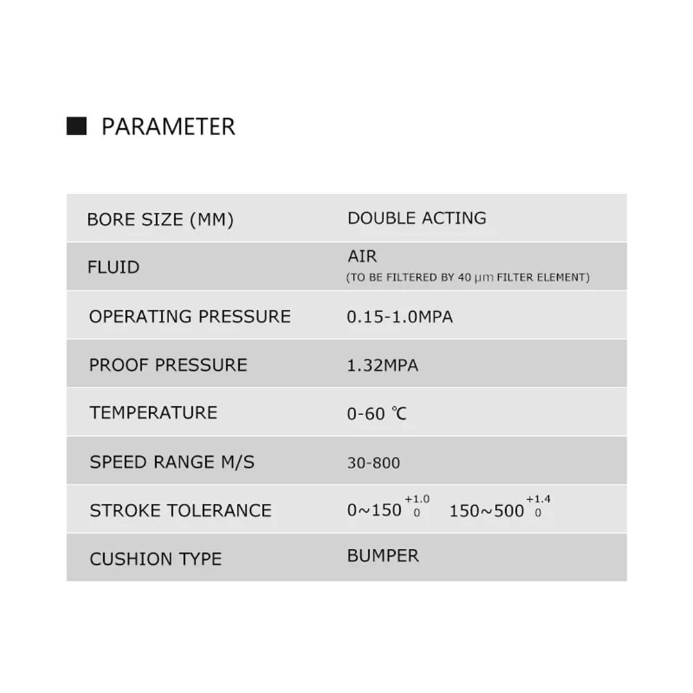 Luftschieberbaugruppe MA Doppeltwirkender Mini-Pneumatikzylinder, Präzisions-Einkolben-Reibungswiderstands-Pneumatikzylinder, 1 Stück(175MM*25MM)