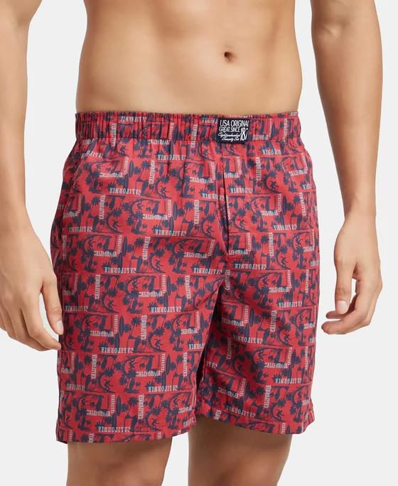 Image of Jockey US57 Men Super Combed Mercerized Cotton Woven Printed Boxer Shorts with Side Pockets (Prints May Vary)