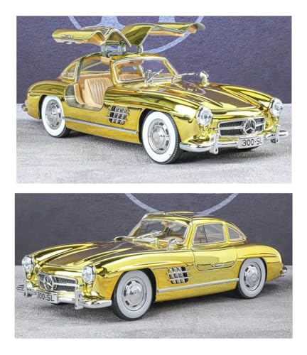 Image of 1:24 Mercedes-Benz 300SL 1936 Vintage Classic Golden Car Alloy Car Model Sound and Light Pull Back Toy Car
