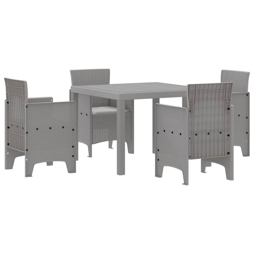 vidaXL Set da Pranzo per Giardino 5 PCS Grigio Chiaro Rattan Polt, Set da Pranzo all'aperto, arredo Giardino Moderno, Leggero per TACE, Tavolo Robusto per riunioni estive