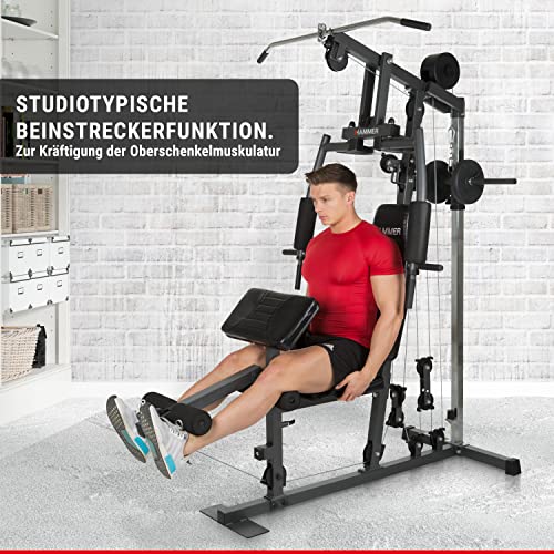 HAMMER-Kraftstation-California-XP-Multistation-fuer-effektives-Krafttraining-zuhause-Verdopplungsmechanismus-bis-120kg-inkl-Curl-Pult-Latzug-Stange