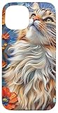 Poppy Flowers Van Gogh Style Maine Coon Cat Lover Case for iPhone 15